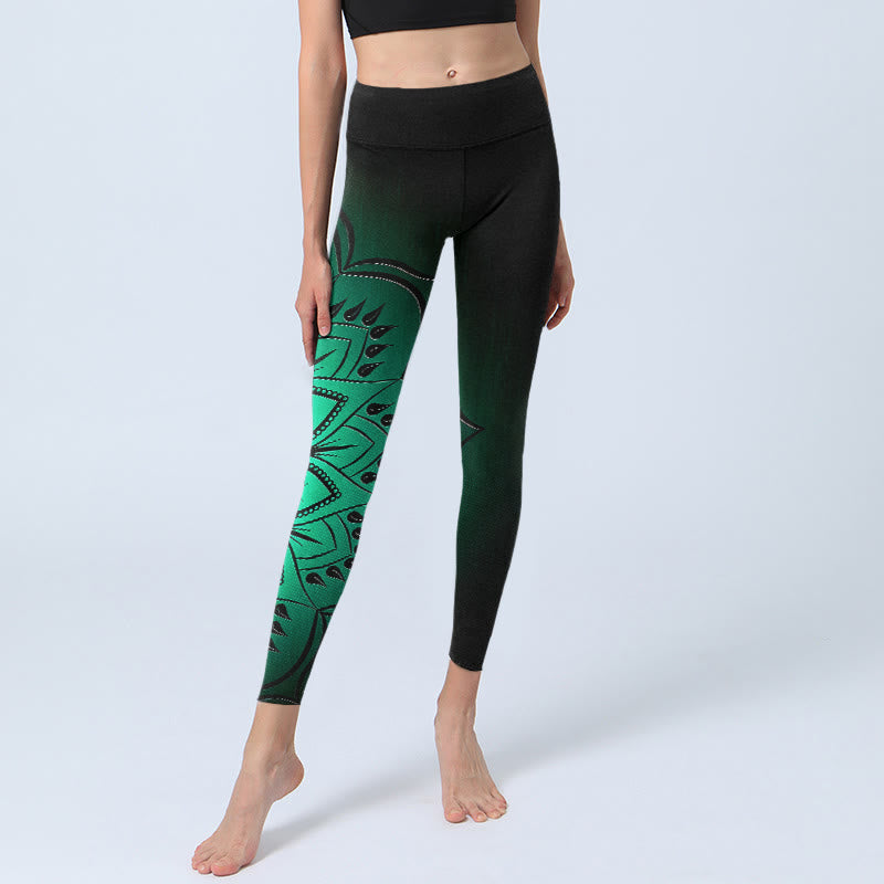 Nimara Ritual Dark-Colored Mandala Pattern Gym Leggings Women's Yoga Pants