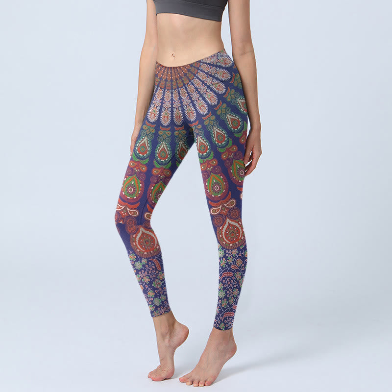 Nimara Ritual Exquisite Flower Paisley Pattern Gym Leggings Women's Yoga Pants