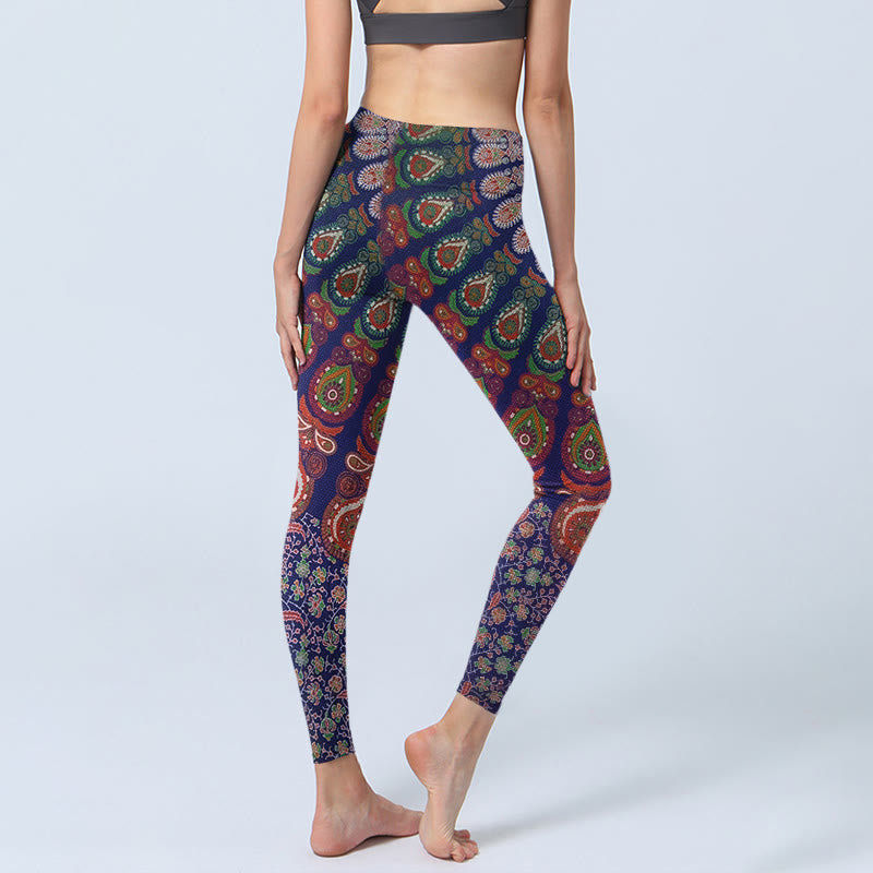 Nimara Ritual Exquisite Flower Paisley Pattern Gym Leggings Women's Yoga Pants