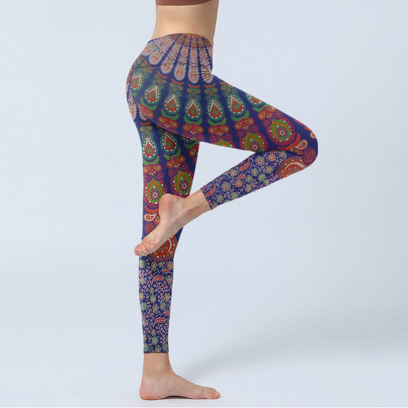 Nimara Ritual Exquisite Flower Paisley Pattern Gym Leggings Women's Yoga Pants
