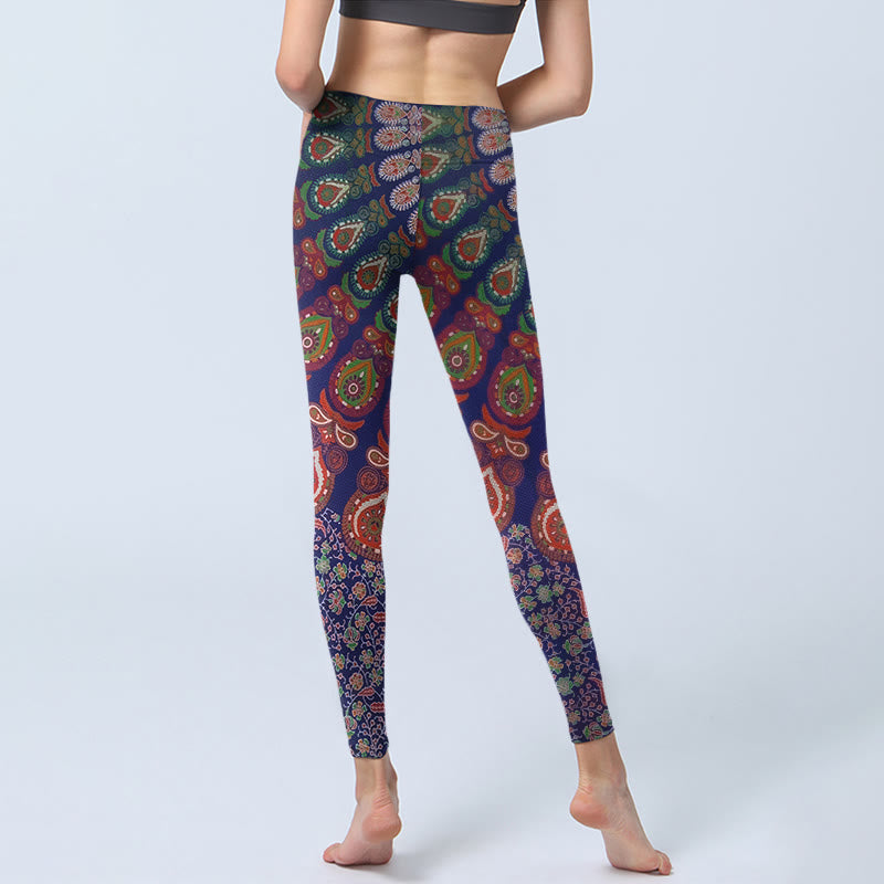 Nimara Ritual Exquisite Flower Paisley Pattern Gym Leggings Women's Yoga Pants