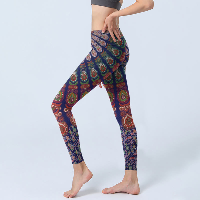 Nimara Ritual Exquisite Flower Paisley Pattern Gym Leggings Women's Yoga Pants