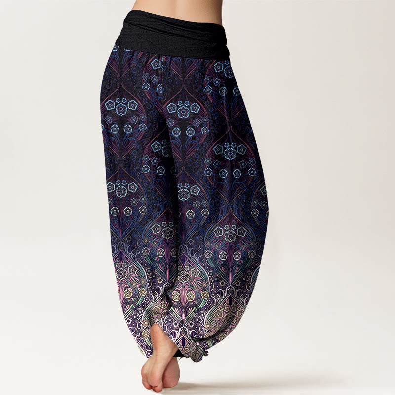 Nimara Ritual Pure Cotton Retro Flower Pattern Women's Elastic Waist Harem Pants