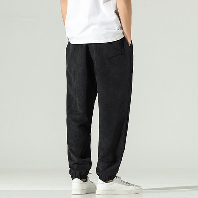 Nimara Ritual Fall Plain Corduroy Embroidery Design Men's Harem Pants With Pockets