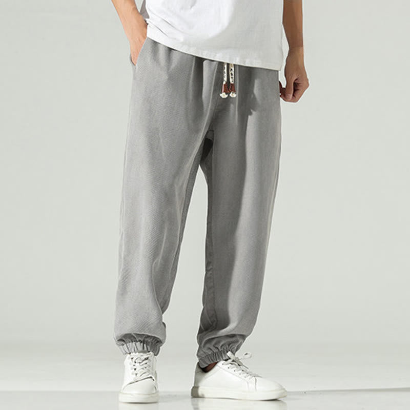 Nimara Ritual Fall Plain Corduroy Embroidery Design Men's Harem Pants With Pockets