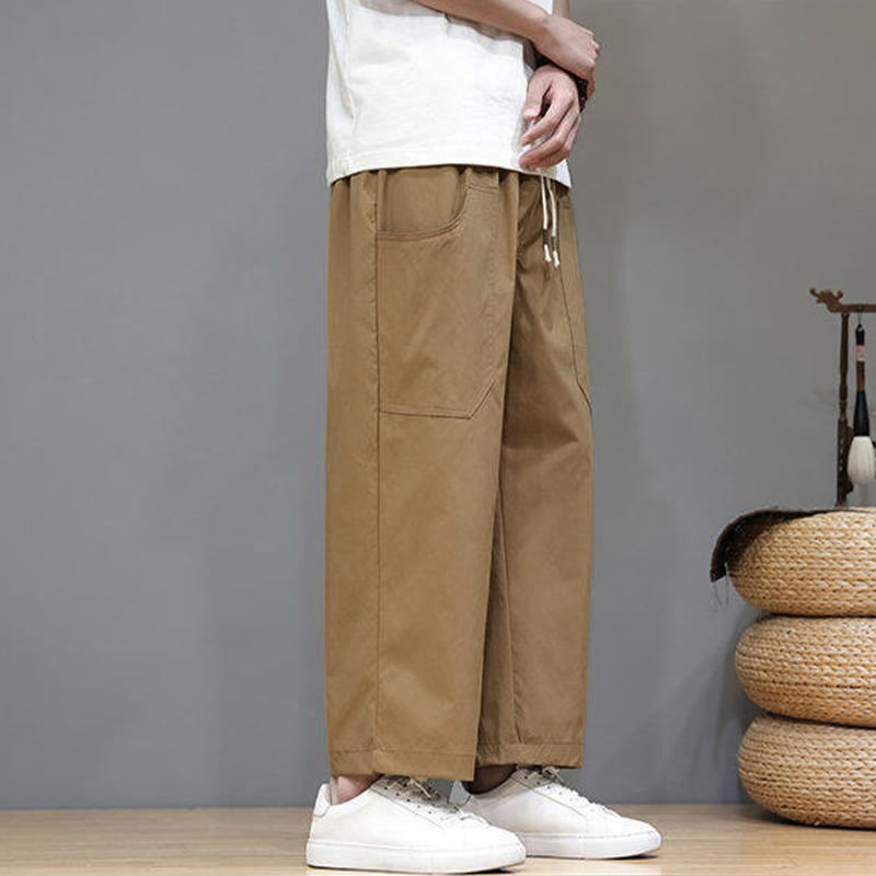 Nimara Ritual Summer Solid Color Drawstring Straight Leg 7-8 Length Men's Pants With Pockets