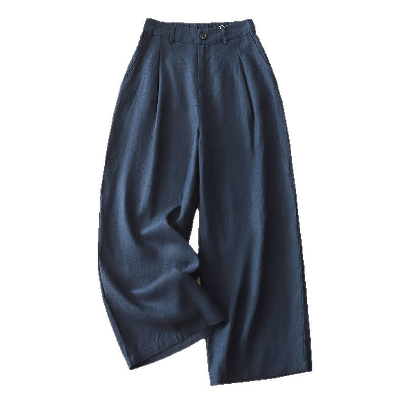 Nimara Ritual Women's Fall Commute Solid Color Zipper Design Cotton Wide Leg Pants With Pockets
