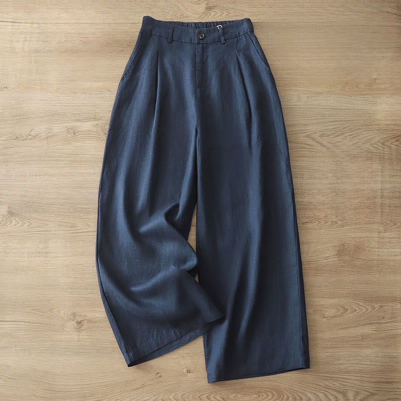 Nimara Ritual Women's Fall Commute Solid Color Zipper Design Cotton Wide Leg Pants With Pockets