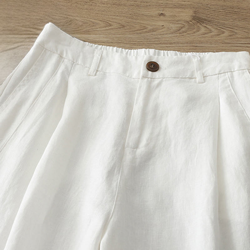 Nimara Ritual Women's Fall Commute Solid Color Zipper Design Cotton Wide Leg Pants With Pockets