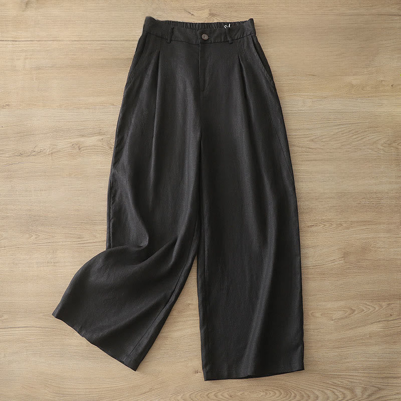 Nimara Ritual Women's Fall Commute Solid Color Zipper Design Cotton Wide Leg Pants With Pockets