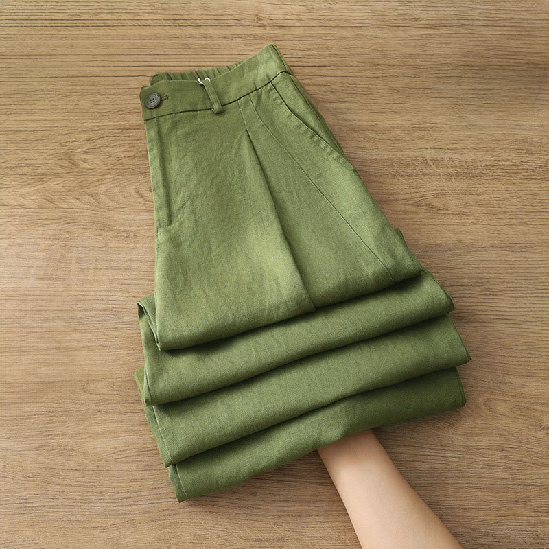 Nimara Ritual Women's Fall Commute Solid Color Zipper Design Cotton Wide Leg Pants With Pockets