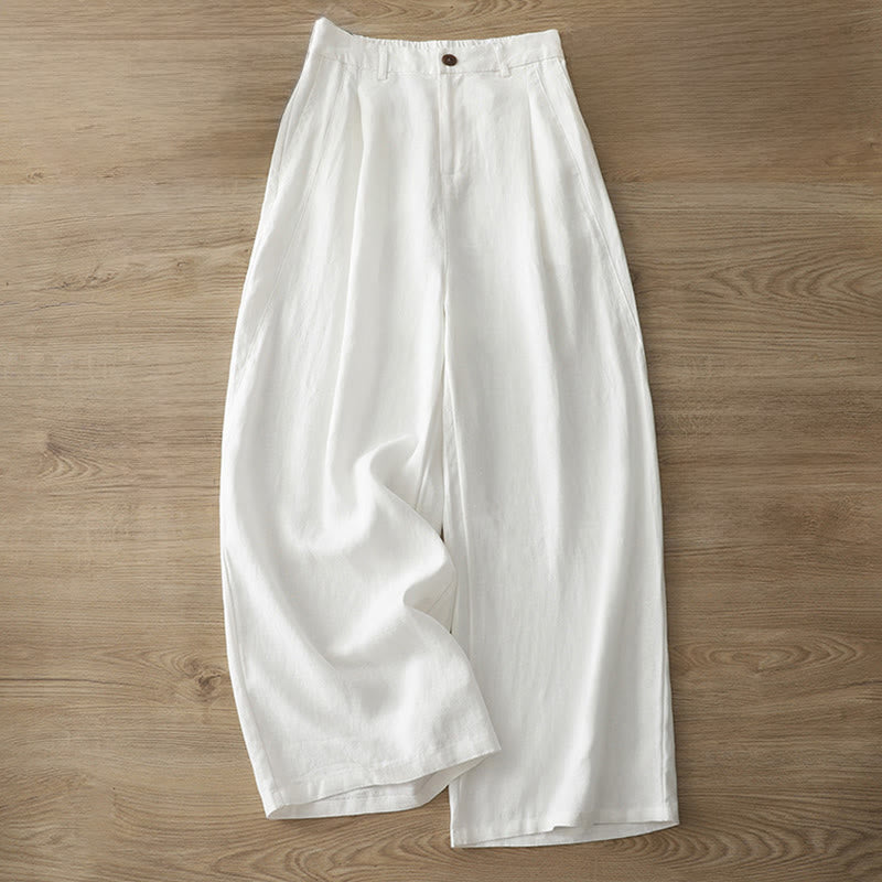 Nimara Ritual Women's Fall Commute Solid Color Zipper Design Cotton Wide Leg Pants With Pockets