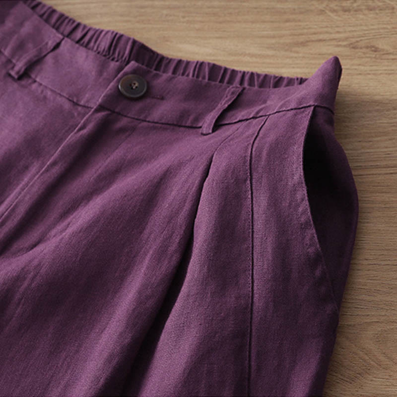 Nimara Ritual Women's Fall Commute Solid Color Zipper Design Cotton Wide Leg Pants With Pockets