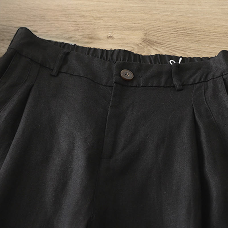 Nimara Ritual Women's Fall Commute Solid Color Zipper Design Cotton Wide Leg Pants With Pockets