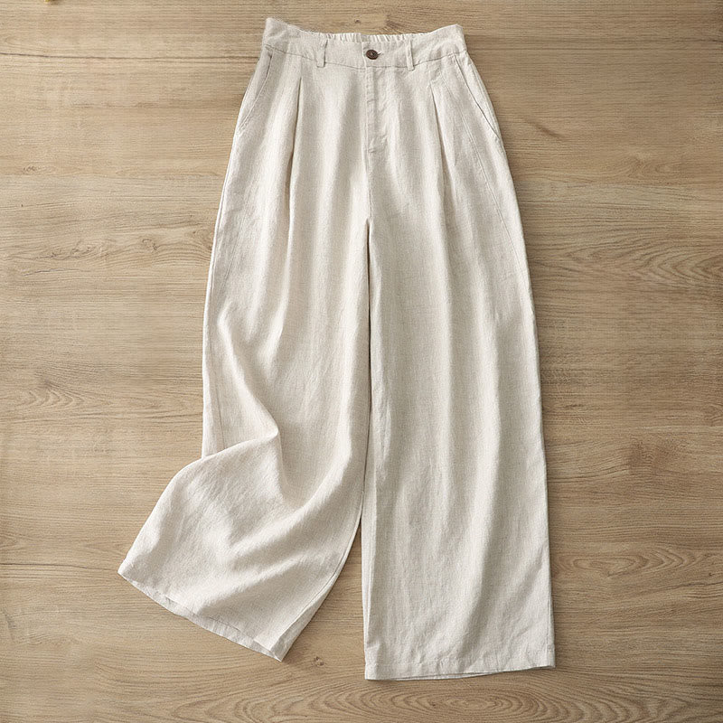 Nimara Ritual Women's Fall Commute Solid Color Zipper Design Cotton Wide Leg Pants With Pockets