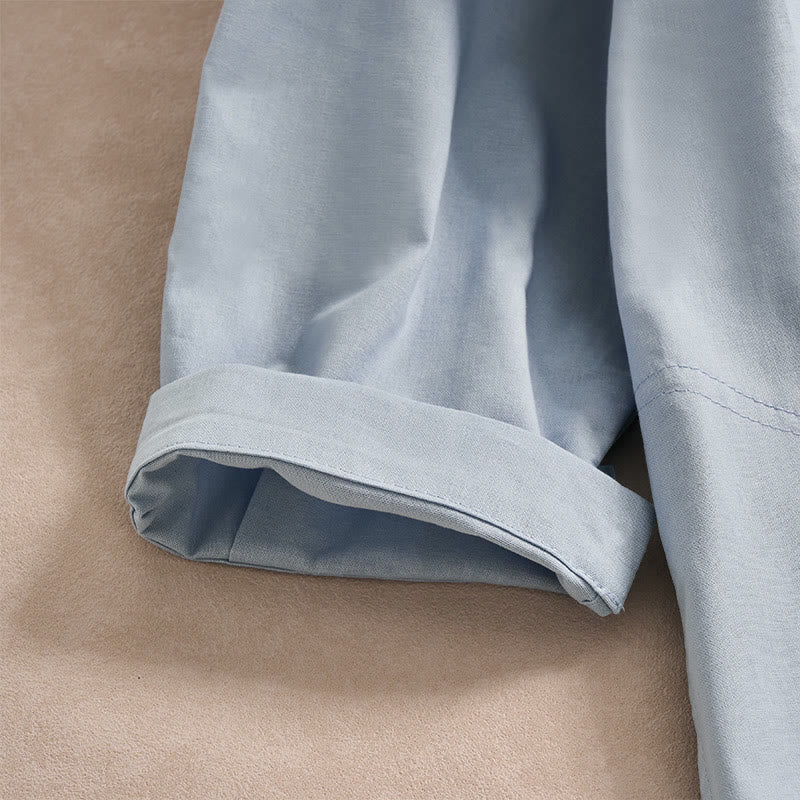 Nimara Ritual Fall Solid Color Buttons Design Three Quarter Sleeve Cotton Women's Shirts With Pockets