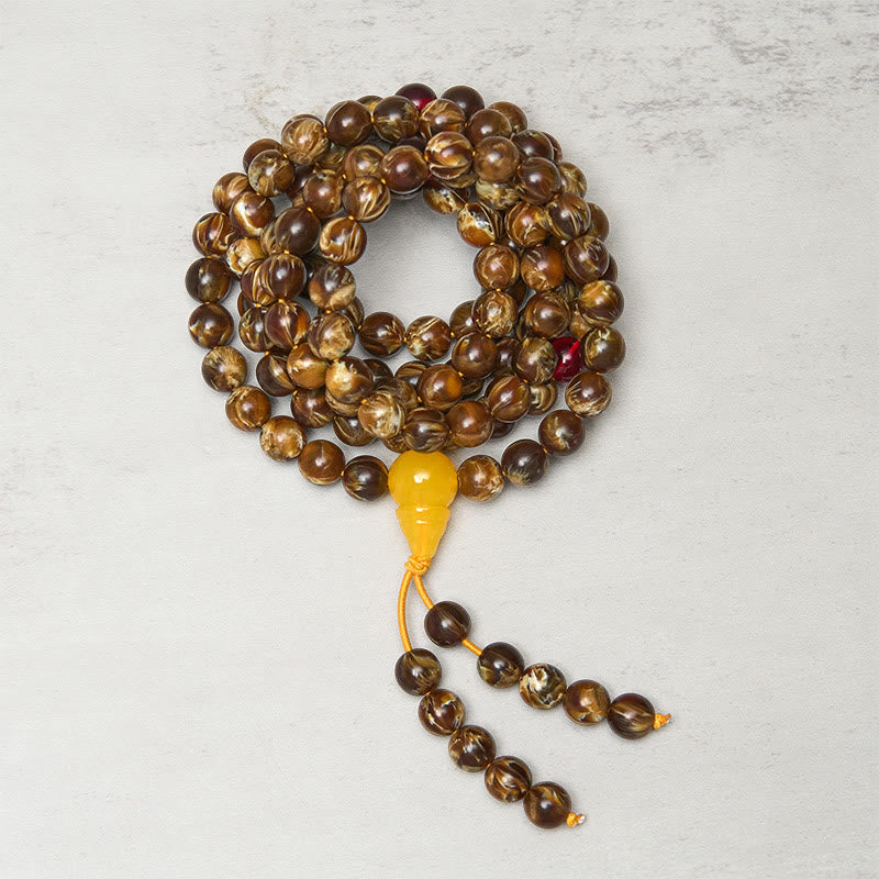 Fortune and Protection 108 Beads Multicolored Amber Gourd Charm Mala