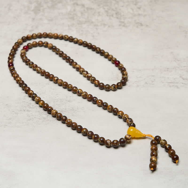 Fortune and Protection 108 Beads Multicolored Amber Gourd Charm Mala
