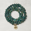 Nimara Ritual Lotus Symbol Charm Round Bead Moss Agate Healing Mala
