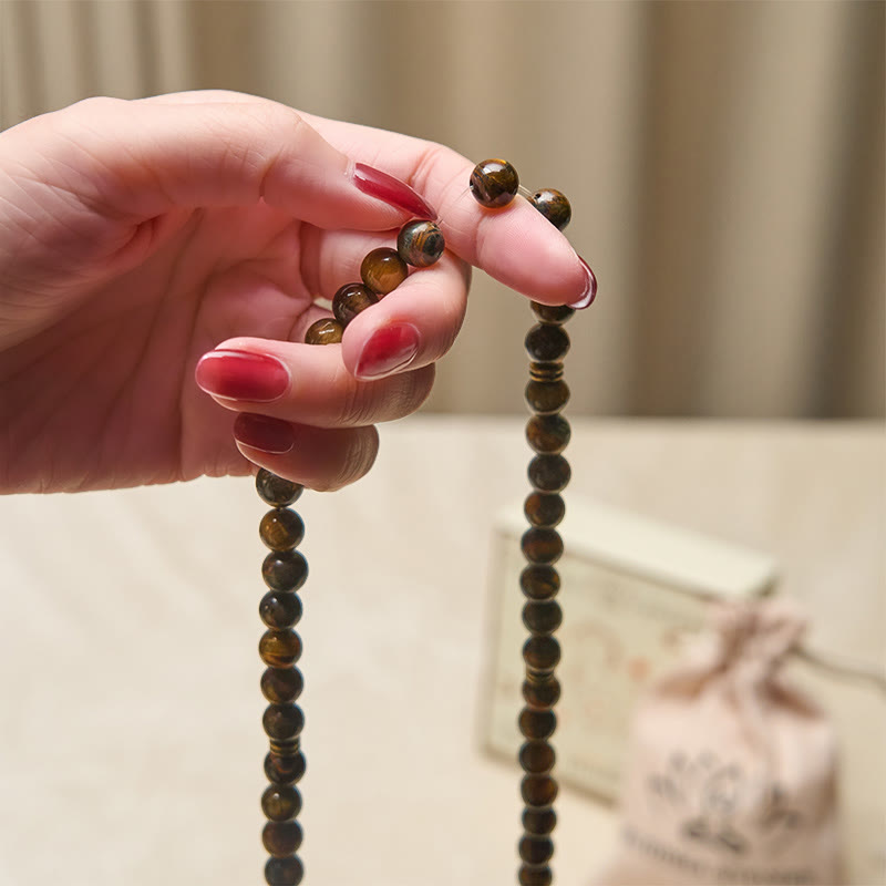 Nimara Ritual Lotus Symbol Tiger Eye Beaded Strength Mala