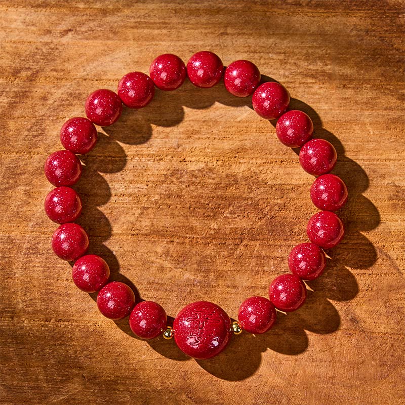Nimara Ritual Chinese Zodiac Year Of The Horse Carved Cinnabar Peaceful Blessing Bracelet