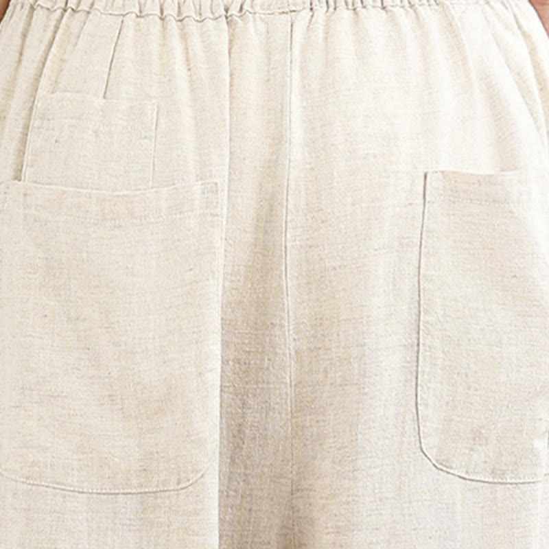 Nimara Ritual Women's Fall Plain Color Drawstring Cotton Linen 7-8 Length Pants With Pockets