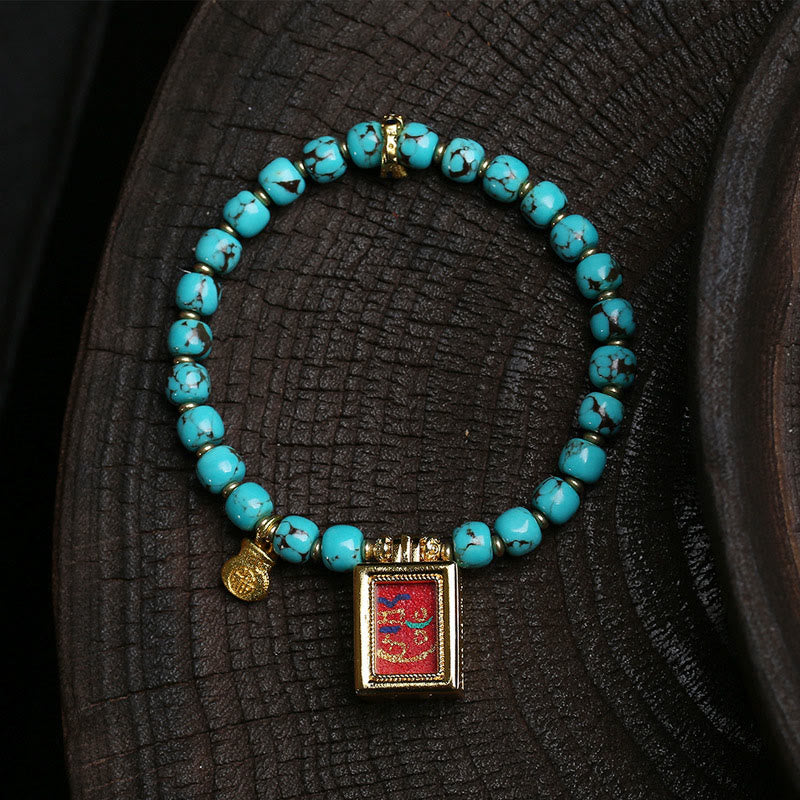 Nimara Ritual Thangka Gau Amulet Box Turquoise Fu Character Protection Bracelet