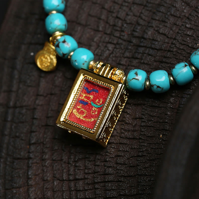 Nimara Ritual Thangka Gau Amulet Box Turquoise Fu Character Protection Bracelet
