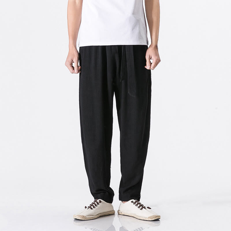 Nimara Ritual Commute Solid Color Simple Design Men's Harem Cotton Pants With Pockets
