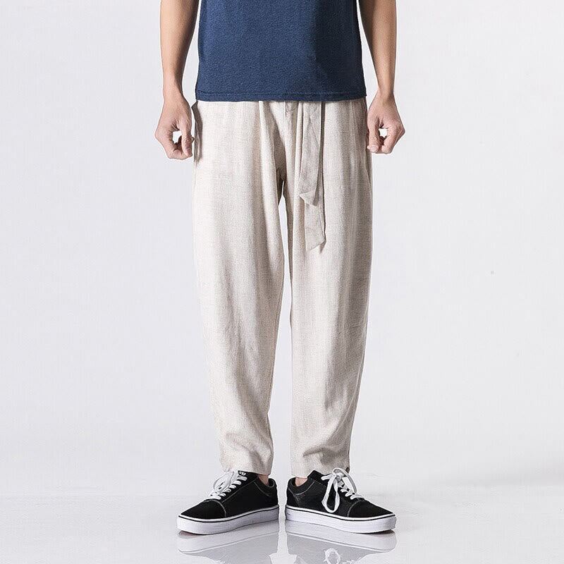 Nimara Ritual Commute Solid Color Simple Design Men's Harem Cotton Pants With Pockets
