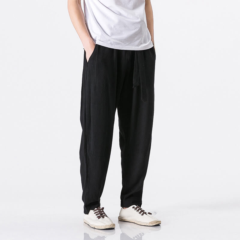 Nimara Ritual Commute Solid Color Simple Design Men's Harem Cotton Pants With Pockets
