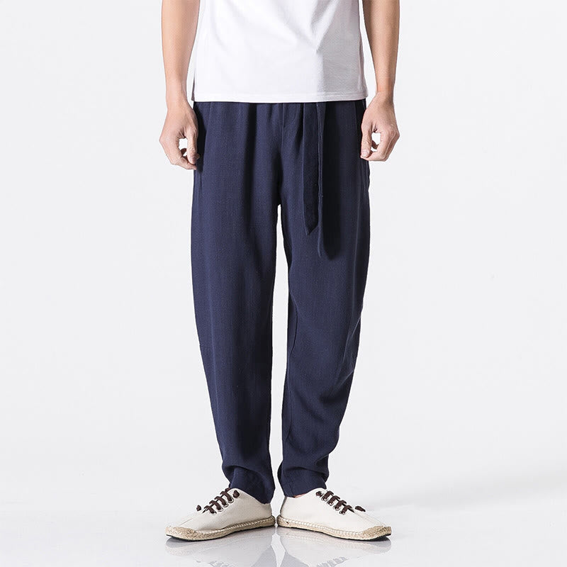 Nimara Ritual Commute Solid Color Simple Design Men's Harem Cotton Pants With Pockets