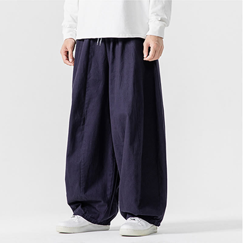 Nimara Ritual Winter Commute Plain Drawstring Design Men's Wide Leg Cotton Pants With Pockets