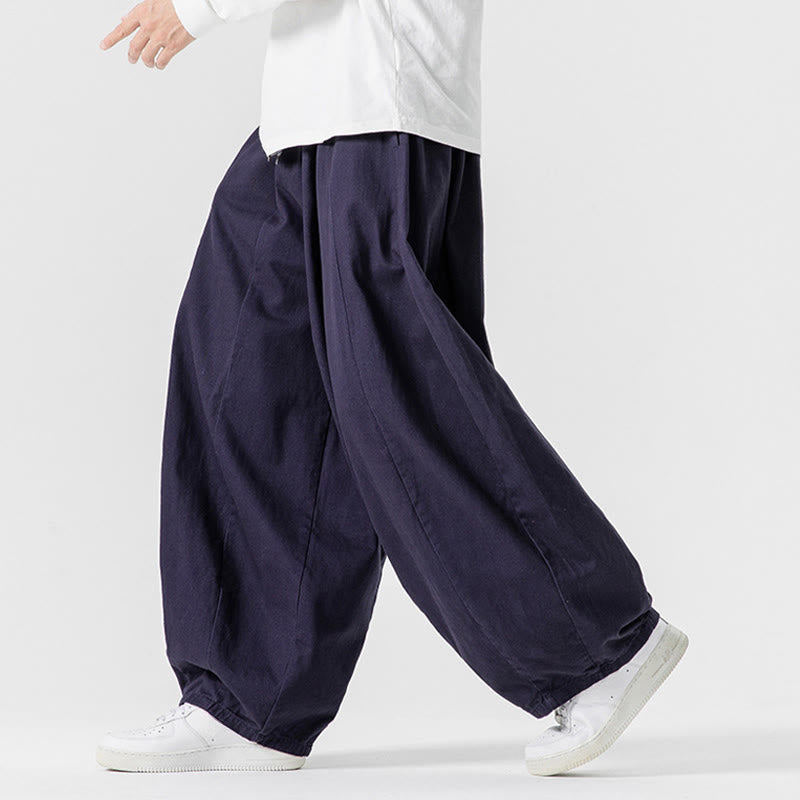 Nimara Ritual Winter Commute Plain Drawstring Design Men's Wide Leg Cotton Pants With Pockets