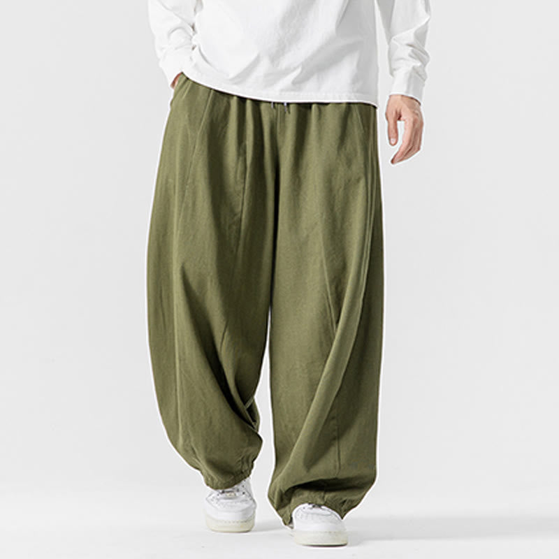 Nimara Ritual Winter Commute Plain Drawstring Design Men's Wide Leg Cotton Pants With Pockets