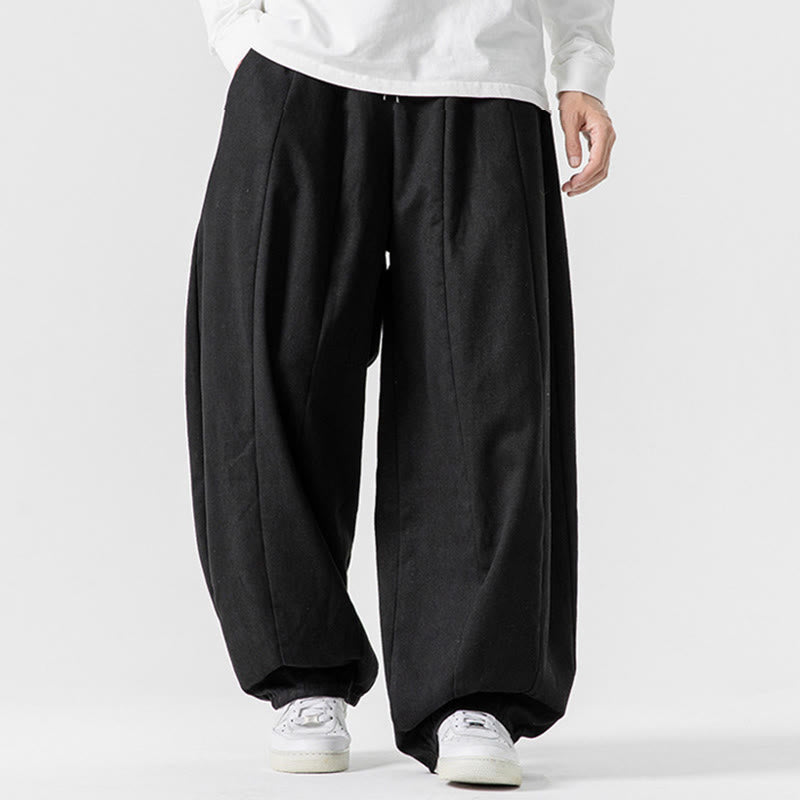 Nimara Ritual Winter Commute Plain Drawstring Design Men's Wide Leg Cotton Pants With Pockets