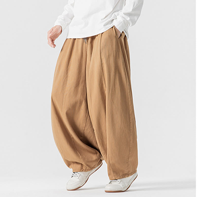 Nimara Ritual Winter Commute Plain Drawstring Design Men's Wide Leg Cotton Pants With Pockets