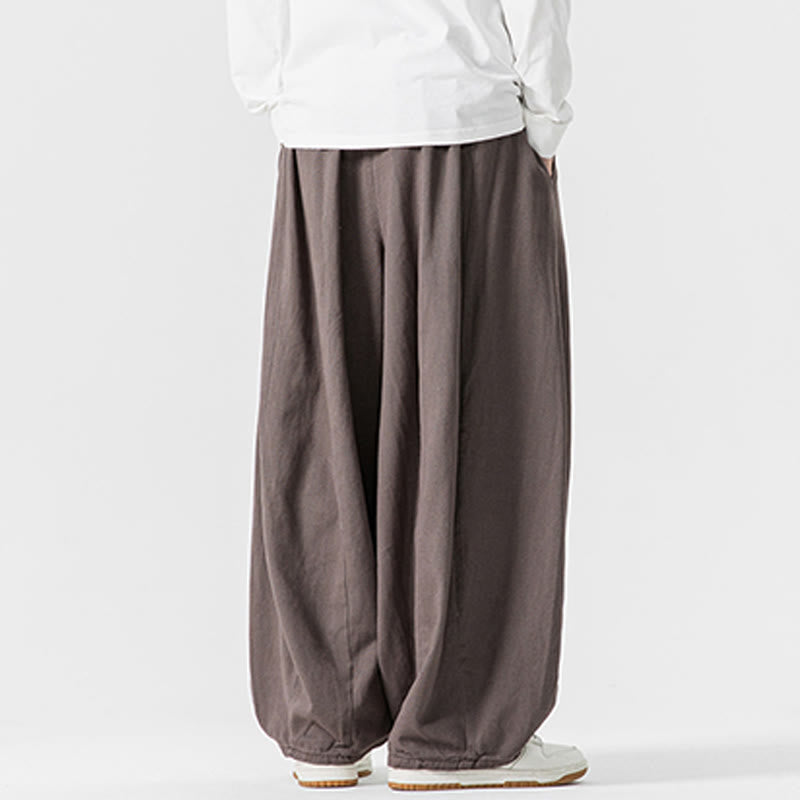 Nimara Ritual Winter Commute Plain Drawstring Design Men's Wide Leg Cotton Pants With Pockets