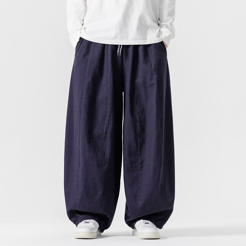 Nimara Ritual Winter Commute Plain Drawstring Design Men's Wide Leg Cotton Pants With Pockets