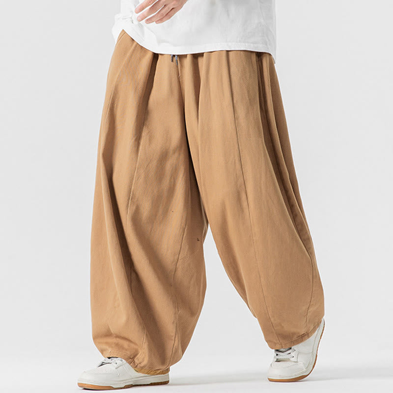 Nimara Ritual Winter Commute Plain Drawstring Design Men's Wide Leg Cotton Pants With Pockets