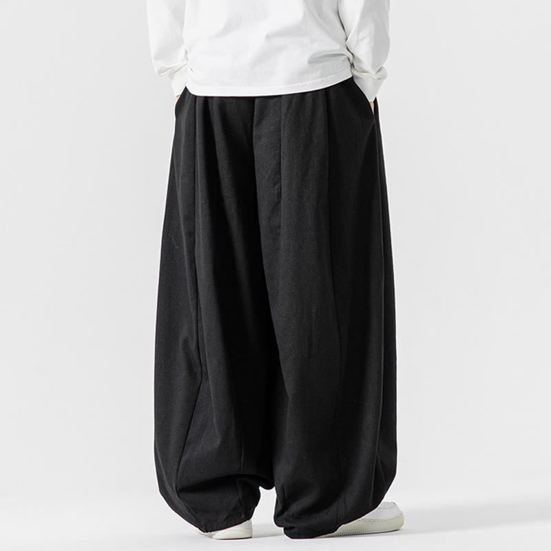 Nimara Ritual Winter Commute Plain Drawstring Design Men's Wide Leg Cotton Pants With Pockets