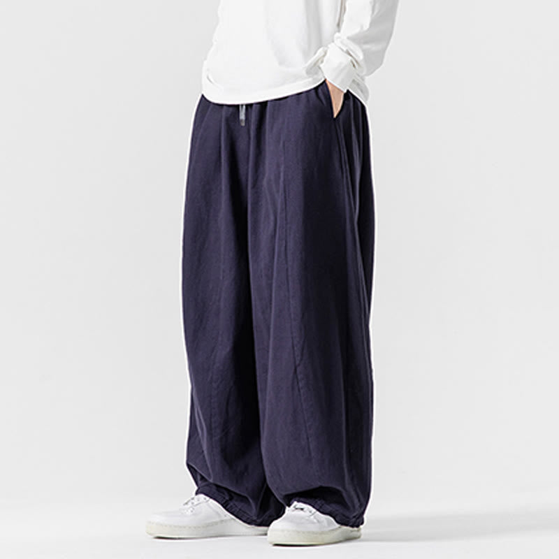 Nimara Ritual Winter Commute Plain Drawstring Design Men's Wide Leg Cotton Pants With Pockets