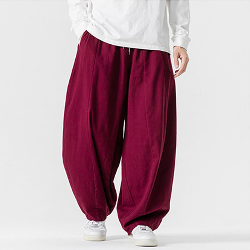 Nimara Ritual Winter Commute Plain Drawstring Design Men's Wide Leg Cotton Pants With Pockets