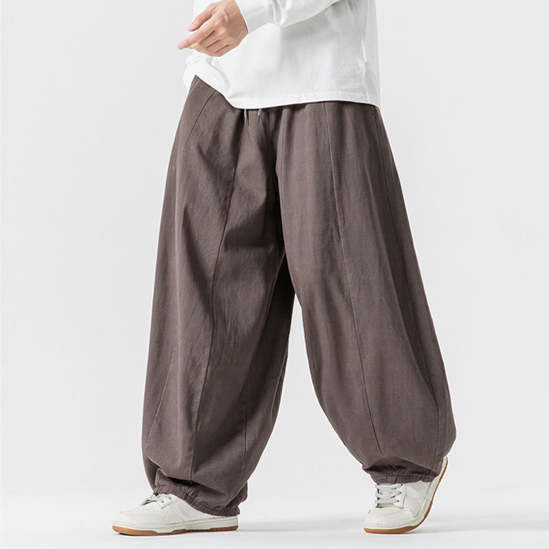 Nimara Ritual Winter Commute Plain Drawstring Design Men's Wide Leg Cotton Pants With Pockets