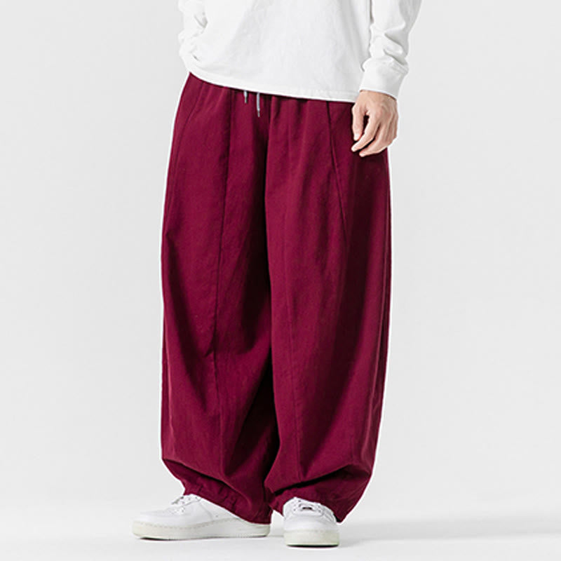 Nimara Ritual Winter Commute Plain Drawstring Design Men's Wide Leg Cotton Pants With Pockets
