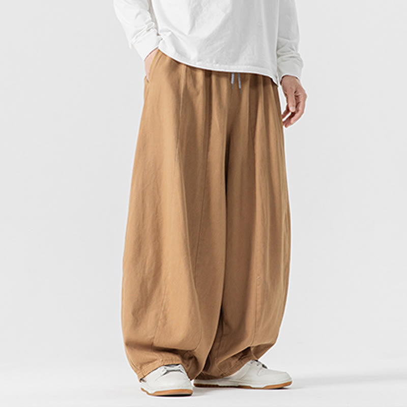 Nimara Ritual Winter Commute Plain Drawstring Design Men's Wide Leg Cotton Pants With Pockets