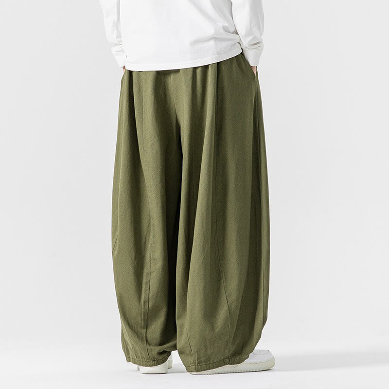 Nimara Ritual Winter Commute Plain Drawstring Design Men's Wide Leg Cotton Pants With Pockets
