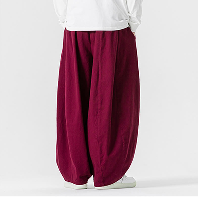 Nimara Ritual Winter Commute Plain Drawstring Design Men's Wide Leg Cotton Pants With Pockets