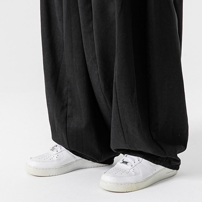 Nimara Ritual Winter Commute Plain Drawstring Design Men's Wide Leg Cotton Pants With Pockets