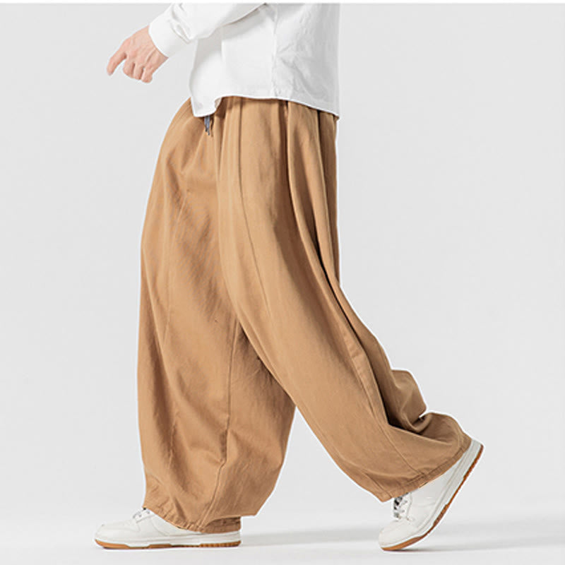 Nimara Ritual Winter Commute Plain Drawstring Design Men's Wide Leg Cotton Pants With Pockets